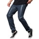 thumbnail image 4 of Pantalones de hombre Inspire Chic de imitación de cuero, ajuste slim, con cremallera, color azul marino, talla 36, 4 of 5