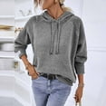 thumbnail image 5 of Lilgiuy Ladies Solid Color Hooded Pullover Casual Sweater Top Women，Gray,S Fall Dresses for 2022 Spring Winter, 5 of 5