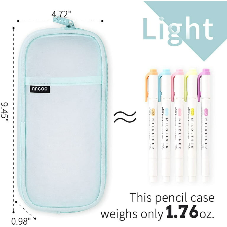 Grid Mesh Pencil Case with Zipper, Transparent Pencil Pouch Clear Makeup  Bag