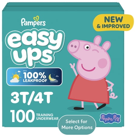 Pampers Easy Ups Peppa Pig Girls Potty Training Pants, Size 5 (3T-4T), 100 Count