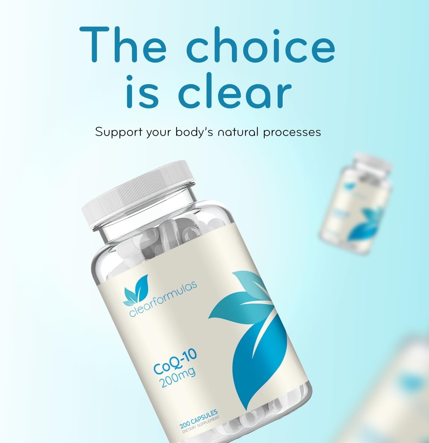Clear Formulas CoQ10 200mg 200 Capsules with BioPerine - Quick Absorption Non-GMO