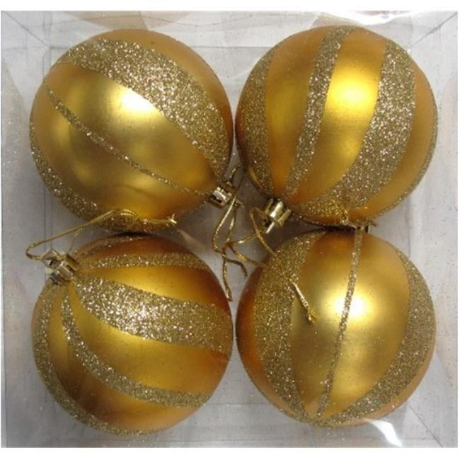 Winterland WL-ORN-4PK-SPL-GO Gold Ball Ornament With Spiral Design ...