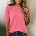 thumbnail image 2 of Active Tops Women Compression Shirt Long Sleeve Loose Fit Short Sleeve Women Ringer Tee Casual Workout Tops Women Summer T Shirts Shirts Women Raglan Shirts for Women Ladies Shirt Pink S, 2 of 4
