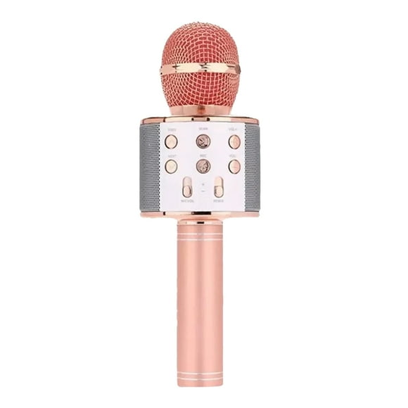 Microfono Karaoke Inalambrico Con Bluetooth y Bocina Altavoz RoseGold Marthing Micrófono Bluetooth Con Mezclador Bocina Recargable Diversion y Entretenimiento Actividades de Karaoke y Familiares