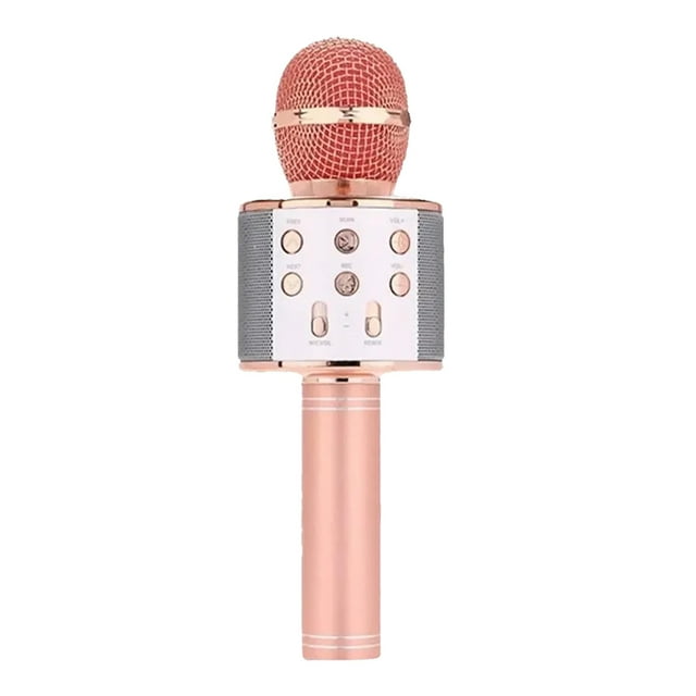 Microfono Karaoke Inalambrico Con Bluetooth y Bocina Altavoz RoseGold Marthing Micrófono Bluetooth Con Mezclador Bocina Recargable Diversion y Entretenimiento Actividades de Karaoke y Familiares