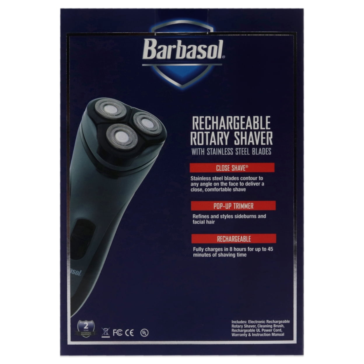 Barbasol Men's Rechargeable Wet/Dry LCD Lithium Rotary Shaver with Pop-up Trimmer (CBR1-1003-BLB)
