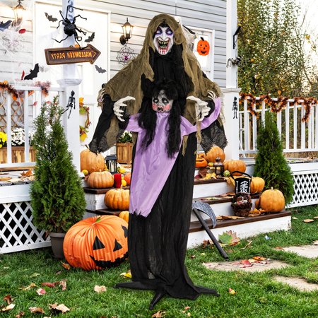 Costway Lighted and Animated Halloween Decoration 63” Outdoor Animatronic Halloween Vampire - Colorful