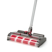 Voom Rechargeable Cordless Sweeper, Bagless, Self-Cleaning Roller, 360-Degree Swivel, Red/Gray, Lightweight, 60-Minute Battery