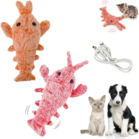 Plothuge Dog Toys Plothuge Floppy Lobster Interactive Dog Toy Moving Pet Toy to Keep Electric Simulation Swing Function Moving Pet Toys Suitable for Cats and Dogs (Mixed 2pcs)