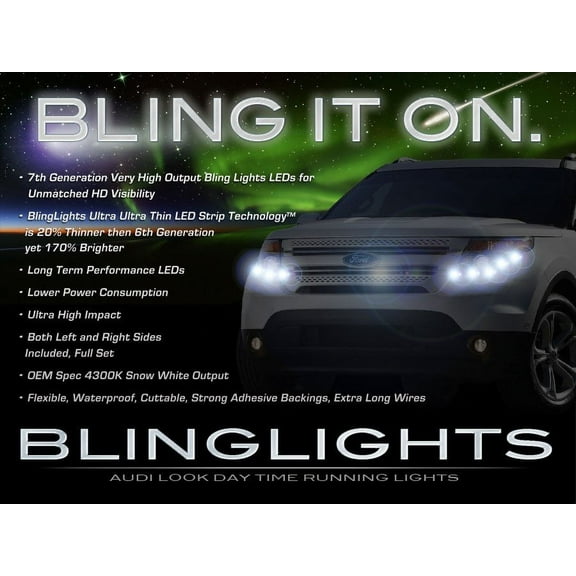 For Ford Explorer LED DRL Head Lamp Light Strips Day Time Running Kit