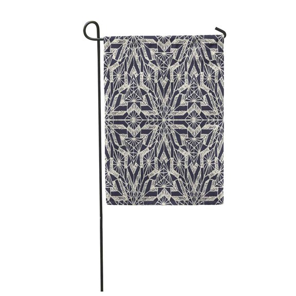 SIDONKU Knitted Lace Pattern Crochet Macrame Floral Fringe Border Woven Garden Flag Decorative Flag House Banner 12x18 inch