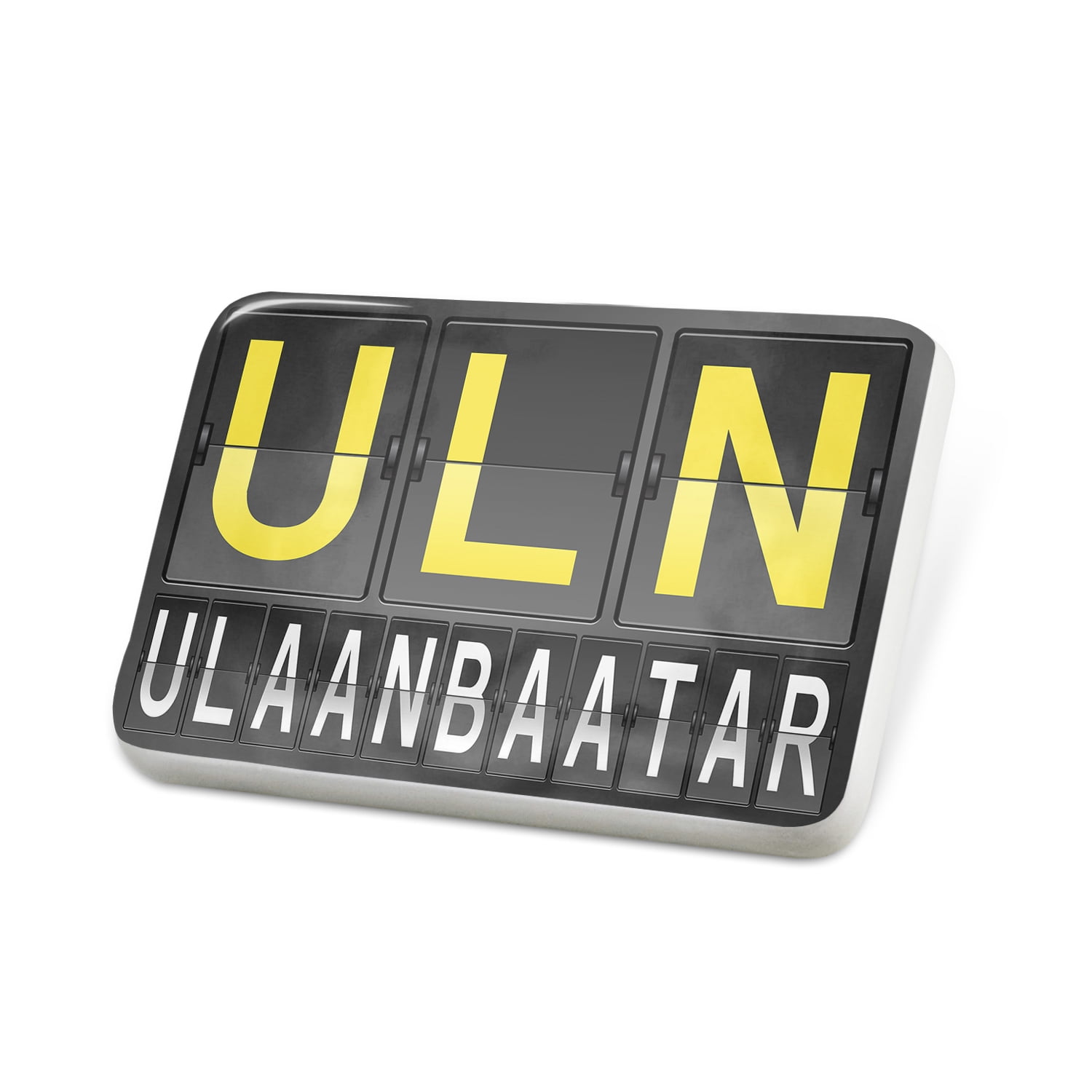 Porcelein Pin ULN Airport Code for Ulaanbaatar Lapel Badge NEONBLOND
