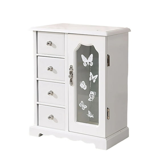 Uscallm under $5 Wooden Jewelry Box, Wooden Jewelry Box With Mirror, Vintage Jewelry Organizer Display Case, Necklace Earring Ring Storage, Gift For Women Mother, Dresser Vanity Decorative Box