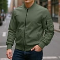 thumbnail image 2 of CharmCyan Men's Lightweight Bomber Jacket Casual Zip Up Windproof Outerwear Classic Stand Collar Flight Jacket Army Green L, 2 of 2