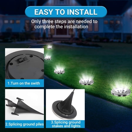 DAYBETTER 12 PACK SOLAR GROUND LIGHTS OUTDOOR,8 LED SOLAR POWERED IN GROUND DISK LIGHT FOR DRIVEWAY WALKWAY PATHWAY LAWN PATIO YARD OUTSIDE GARDEN DECOR