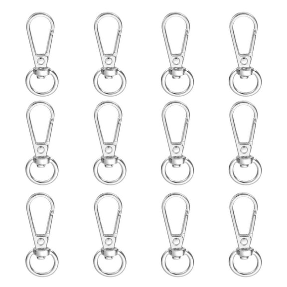 Uxcell 1.6" Swivel Lobster Claw Clasps Keychain Lanyards Trigger Snap Hooks for DIY Jewelry Craft, Silver, 12 Pcs