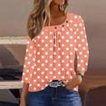thumbnail image 7 of Scyoekwg 3/4 Length Sleeve Womens Tops Crew Neck Polka Dots T-Shirt Button Three Quarter Length Dressy Blouses (Orange,XXL), 7 of 7