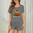 thumbnail image 7 of REORIAFEE Womens Lounge Sets 3 Piece Outfits Christmas 3 Piece Pajama Short Sleeve Top and Shorts Santa Graphic Soft Sleepwear Dark Gray XS-2XL, 7 of 7