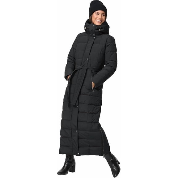 Womens Winter Warm Hooded Long Quilted Parka Coats Maxi Length Puffer Down Jacket Outerwear