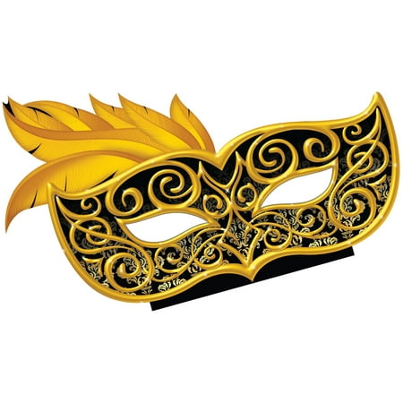 Black and Gold Masquerade Feather Mask