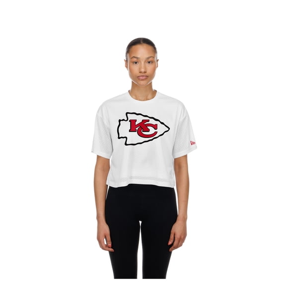 Women's New Era White Kansas City Chiefs Summer Mesh Cropped Boxy T-Shirt