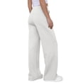 thumbnail image 3 of WTOBBY Women's Fashion Loose-Fit Solid Color Sweatpants with Pocketed Elastic Waist and Drawstring, Comfortable Sporty Pants for Casual Wear,White L, 3 of 6
