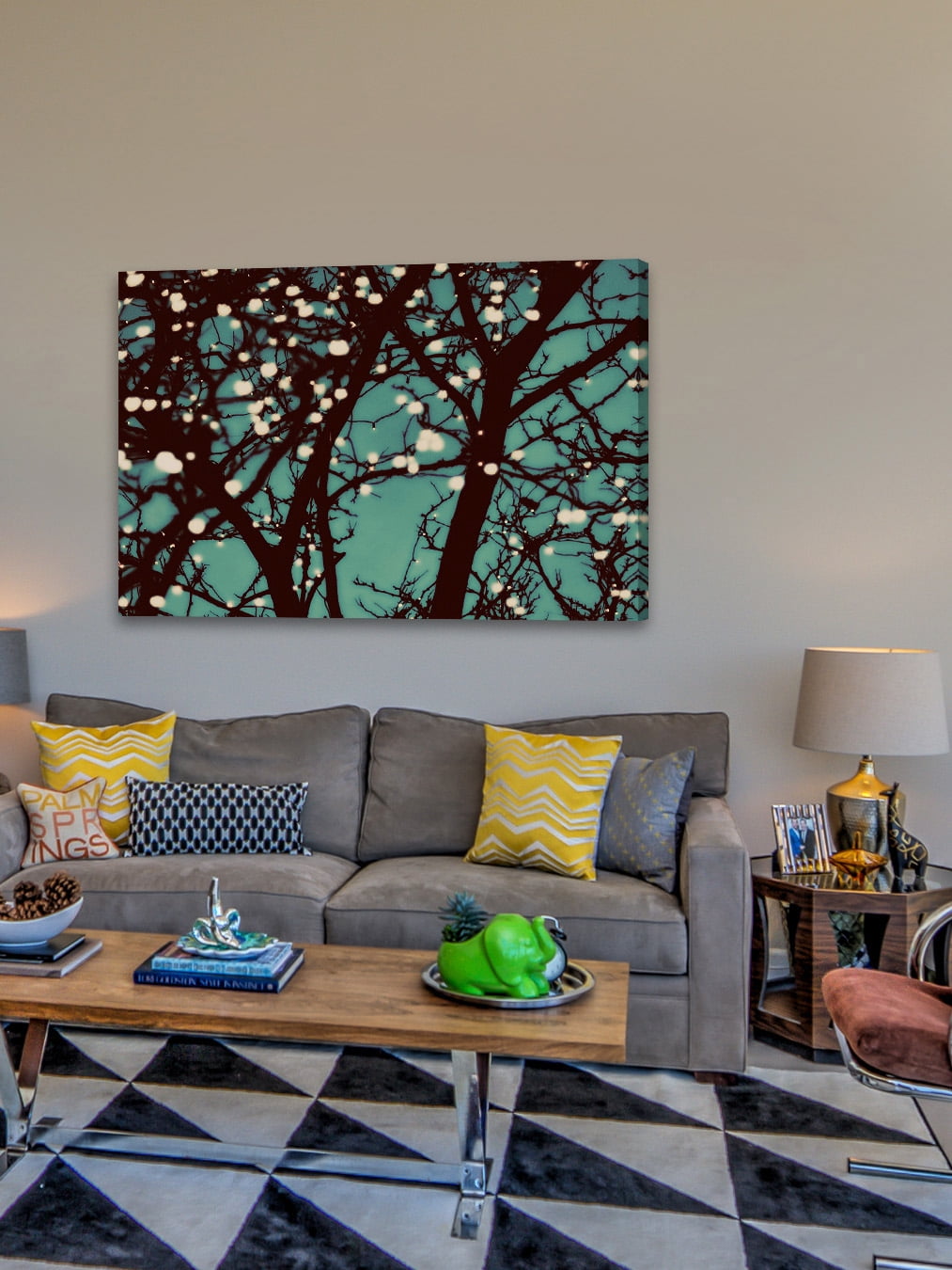 "Night Lights 2" Painting Print on Wrapped Canvas