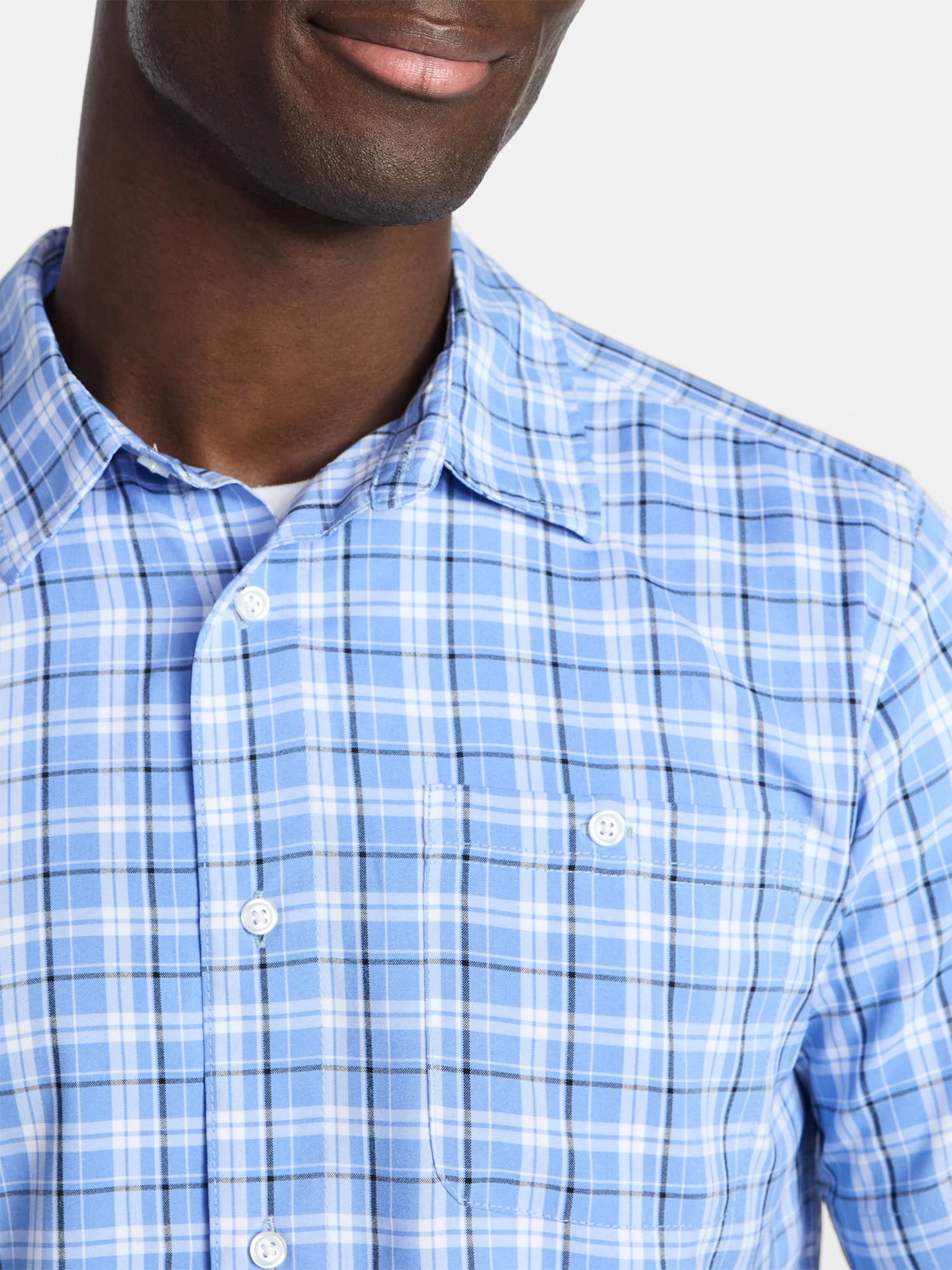 George Men's & Big Men's Regular Fit Microfiber Button-Up Shirt with Short Sleeves, Sizes XS-5XL