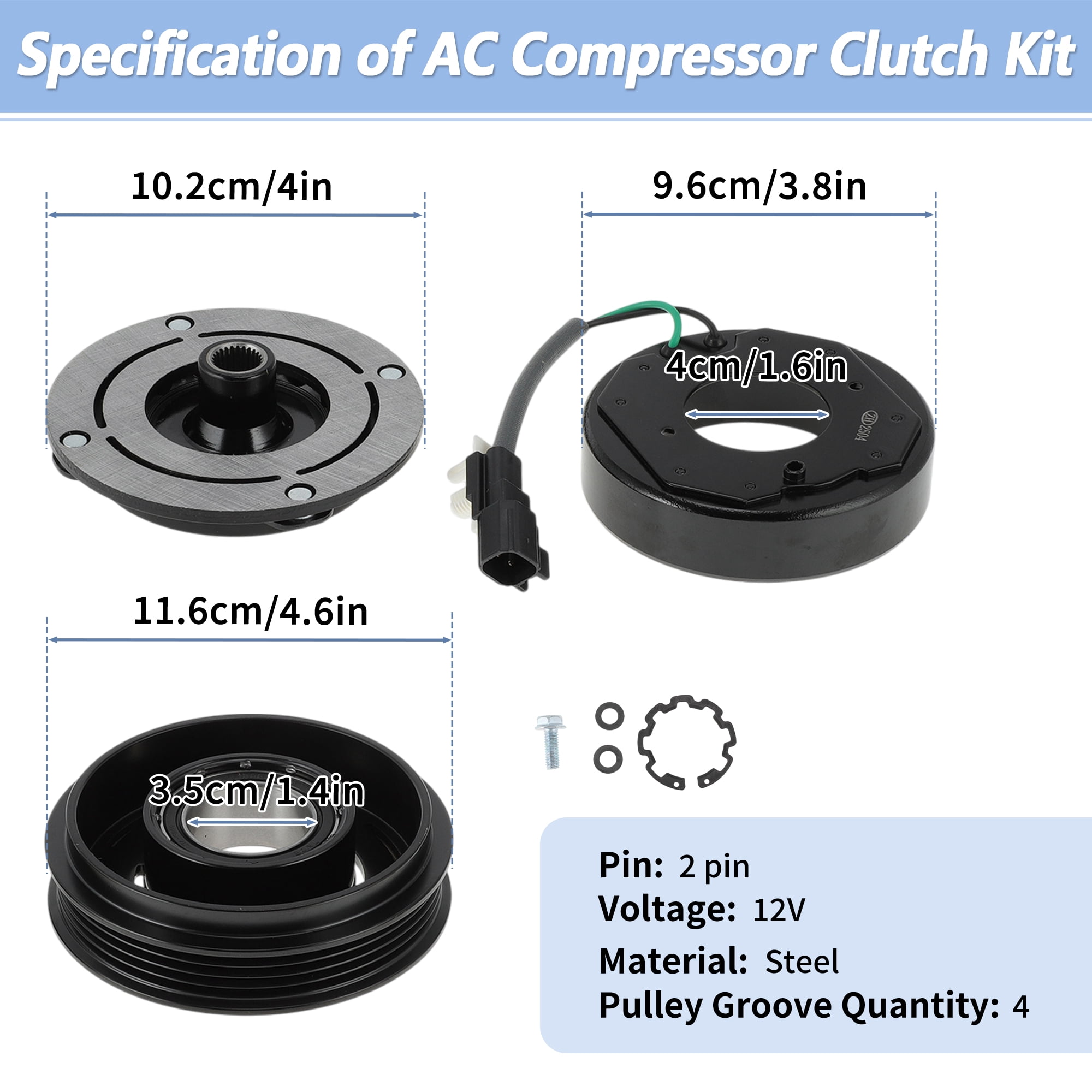 Unique Bargains AC Compressor Clutch Kit for Ford Focus 2014-2018 2.0L L4 Engine