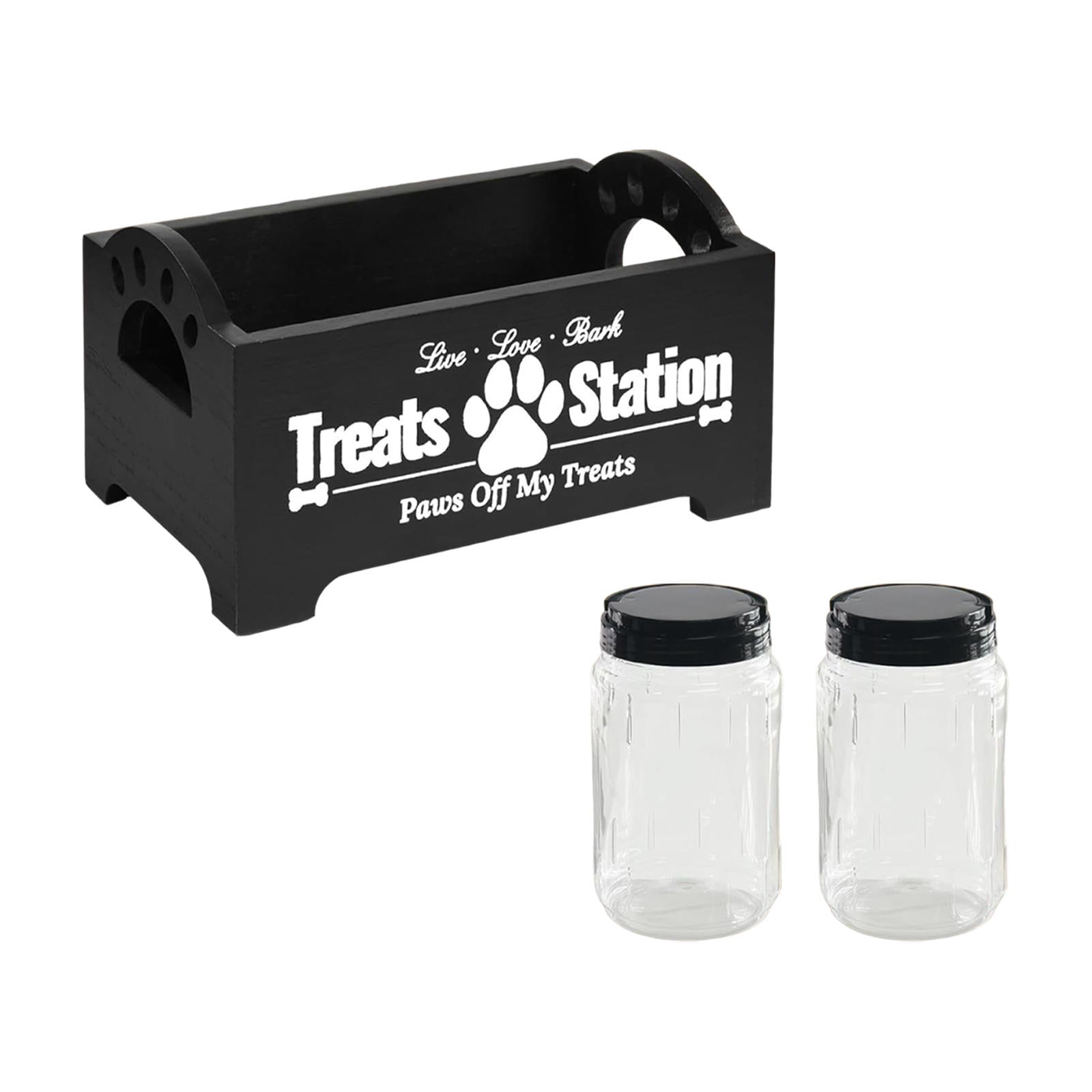 Luzkey Ensemble de Pots pour Friandises pour Chien, Contenant pour Friandises pour Chien, Bocal de Rangement Léger, Robuste et Compact pour Friandises pour Animaux, Support pour Friandises pour Animaux avec Pots Noir