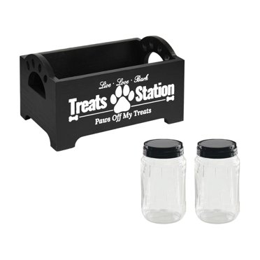 GUOOL Ensemble de Pots à Friandises pour Chien, Conteneur de Friandises pour Chien, Léger Compact Boîte de Rangement pour Friandises pour Animaux avec Pots Noir