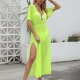 thumbnail image 5 of zaveiop Women Swimsuit Cover up Bikini Bathing Suit Sexy Deep V Neck Swim Beach Dresses Summer Beachwear (Green, One Size), 5 of 9