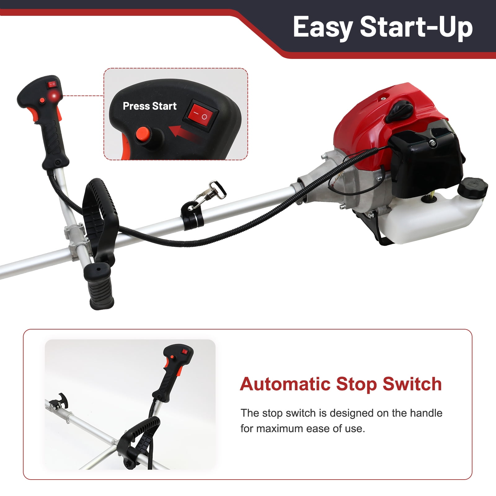 58CC Gas Powered String Trimmer, 4 in 1 Gas Weed Eater with 4 Detachable Heads, 1.75KW Gas Weed Trimmer