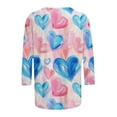 thumbnail image 6 of Feancey Plus Size Cute Tops for Women Valentines Heart Graphic 3/4 Sleeve Blouse Loose Fit Crew Neck Casual T-Shirts Spring Clothes Pink 3XL, 6 of 7