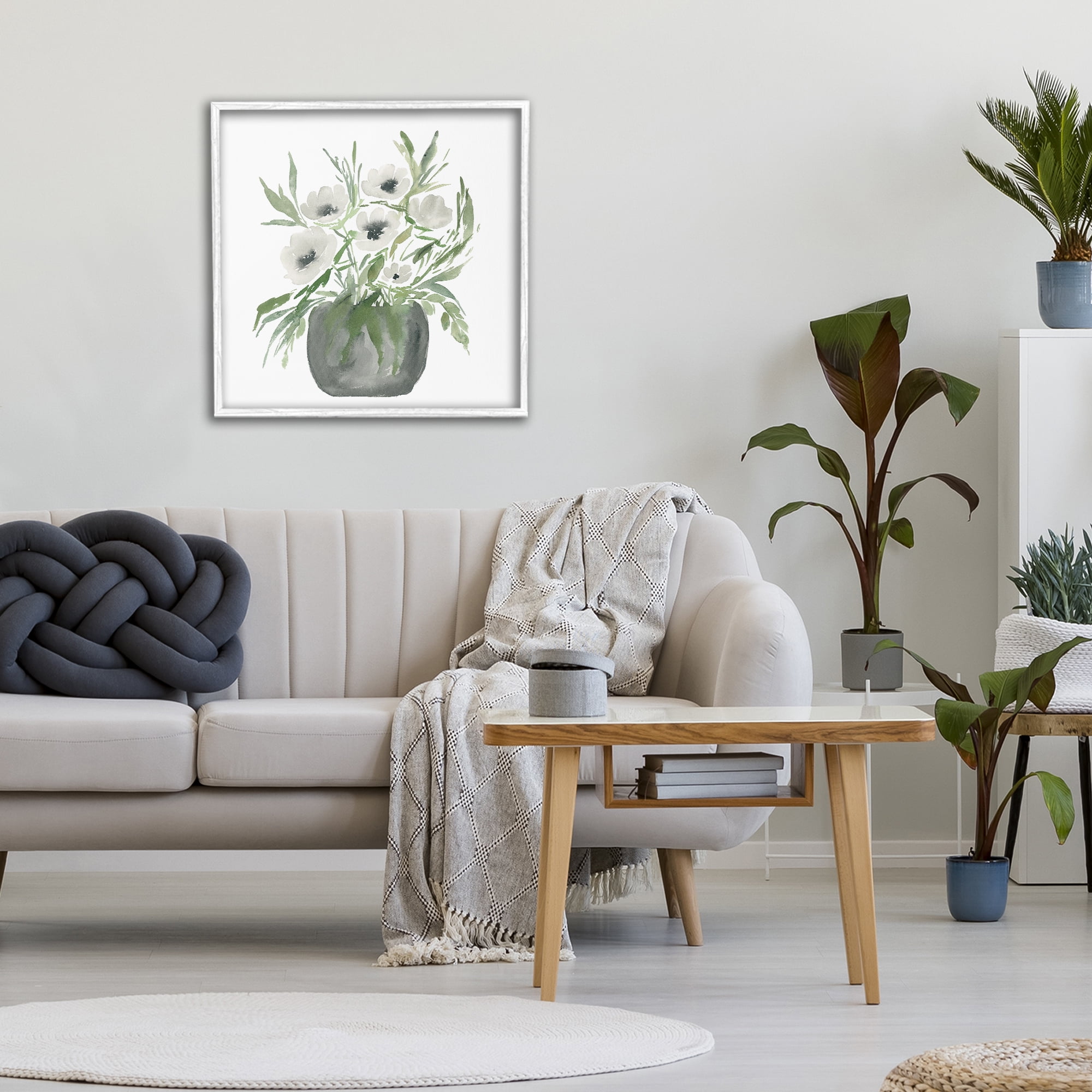 Stupell Industries Soft White Anemones White Framed Giclee Art, design by Lucille Price
