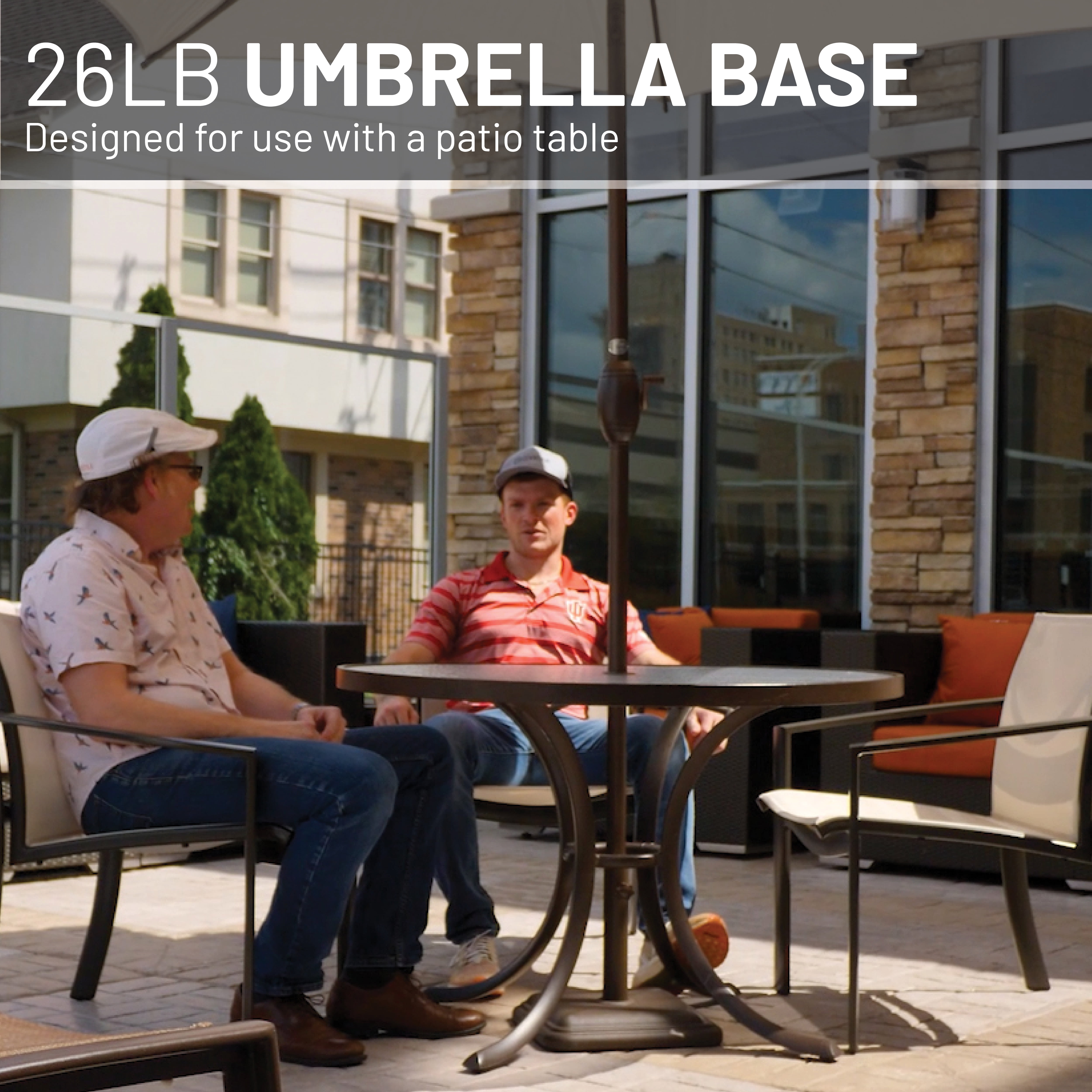 US Weight 26 lbs. Prefilled Concrete Square Outdoor Patio Umbrella Base in Bronze