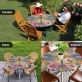 thumbnail image 4 of Purple Dragonfly Round Tablecloth for 36-44 Inch Tables,Fitted Table Cover with Elastic Edge,Colorful Flowers Watercolor Chic Floral Plant Waterproof Outdoor Table Cloth Protector for Patio Dinner, 4 of 9
