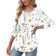 thumbnail image 4 of ZVAVZ Tuniques pour Femmes Décontractées Élégantes, Hauts Plissés Imprimés Floraux Manches 3/4 Col Rond T-Shirts d'Été Plissés Ourlet Incurvé en Solde Multicolore G, 4 of 7