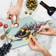 thumbnail image 4 of Butterflies Cutting Board, Female Eye Eyelashes Mascara Stare Party Makeup Animal Print, Decorative Tempered Glass Cutting and Serving Board, Wine Bottle Shape, Pale Pink Purple, by Ambesonne, 4 of 5