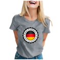 thumbnail image 1 of YDLCAFD T-Shirts pour Femmes Col en V Fanggo Mode Décontractée Imprimé Mignon Col Rond Manches Courtes, 1 of 7
