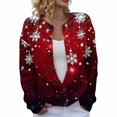 thumbnail image 2 of Winter Plus Size Fall Sweaters for Women Women Christmas 3d Snowflake Button Deer Plush Sweater Cardigan Features: Wine M, 2 of 7