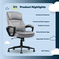 thumbnail image 6 of Serta Comfort Classic Executive Office Chair Padded Armrest Gray Velvet Fabric, 6 of 11