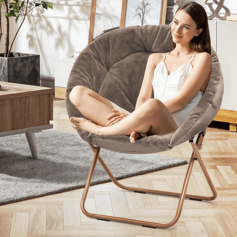 MoNiBloom Set of Comfortable Faux Leather Folding Saucer Chairs