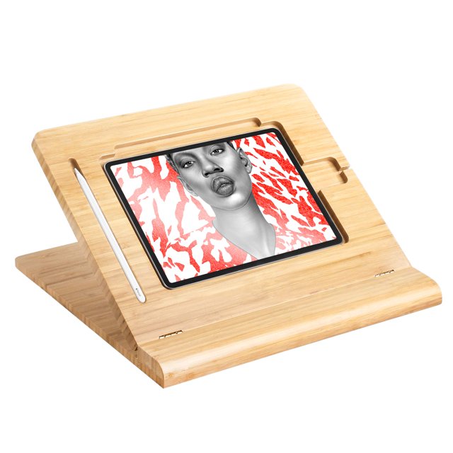 Soporte de escritorio para tableta ajustable en altura,Soporte plegable para Ipad de dibujo de bambú,Organizador de soporte portátil multiángulo