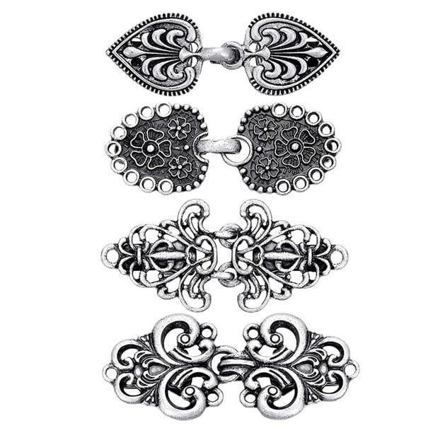 4 pares de broche de capa medieval, broche de cuello de suéter, sujetadores de Clip de Vintage de aleación para vestidos, bufanda, chal, capa jinwen Clip de broche de suéter