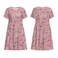 thumbnail image 3 of Bixox Robe d'Été à Manches Courtes pour Femmes Robe Ample Longueur Genou avec Poches-Cute Love, 3 of 7