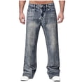 thumbnail image 2 of Afuyipoi Flare Denim Pants, Button-Zip Casual Stright Type Jeans with Pockets Blue Size 4XL, 2 of 9