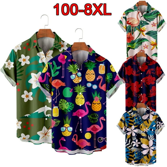 Men Hawaiian Shirt Summer Hawaii Print Relaxed-Fit Casual Short Sleeve Novelty Button-Down Hawaiian Shirts Beach Shirts Gift for Men