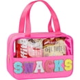 thumbnail image 1 of Bolsa de maquillaje transparente con letras de chenilla TESAFNG, impermeable, 1 of 6