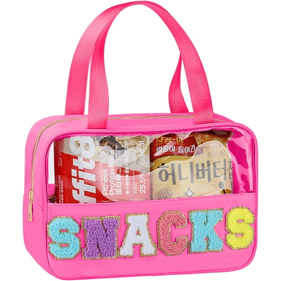 Bolsa de maquillaje transparente con letras de chenilla TESAFNG, impermeable